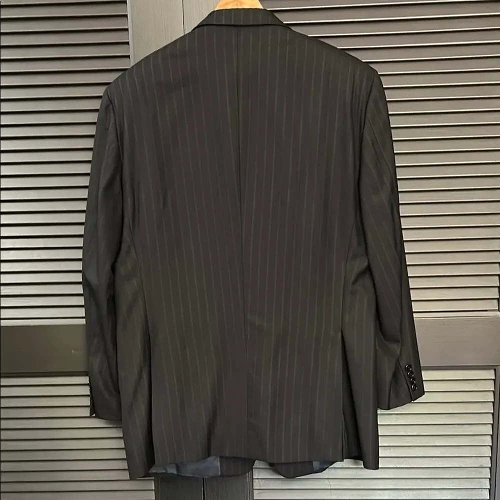 Hickey-Freeman Nordstrom 100% Wool Black Pinstripe Blazer, Size 48L